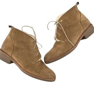 REBECCA MINKOFF Persys Chukka Boot Suede Sherpa Ankle Boot Bootie Tan 6.5 LaceUp